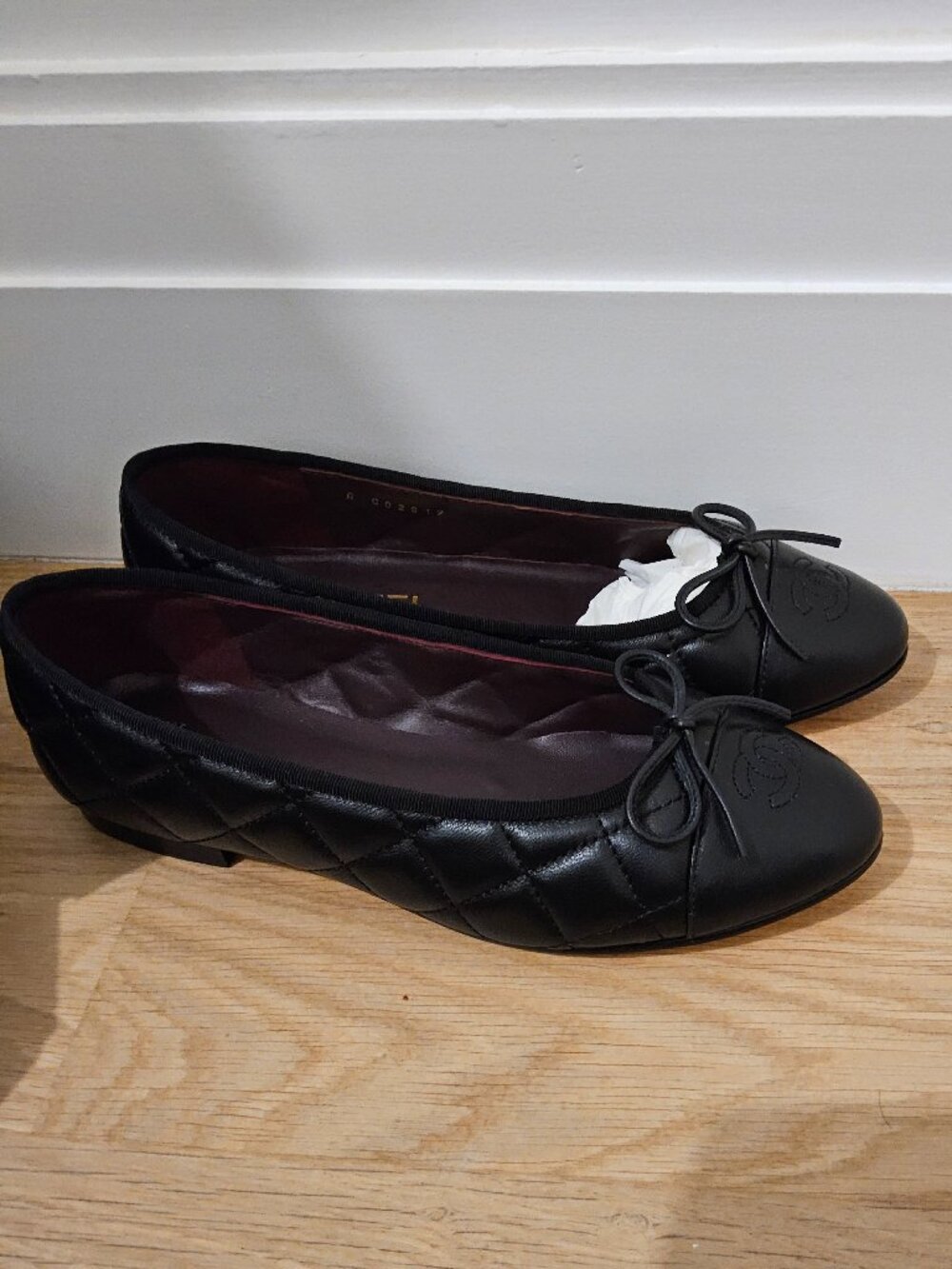 Brand new designer inspired black ballet quilted flat, fits size US 9
